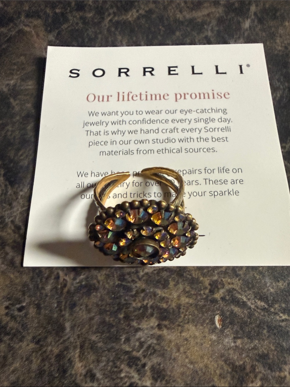 Sorrelli Gold-Tone Multicolor Crystal Cluster Ring